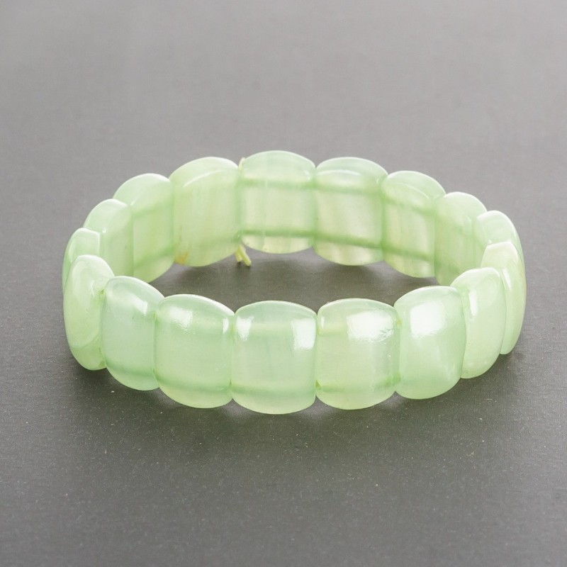 Green Onyx Bracelet on Elastic Cord, Rectangle Link 1.5x1.1cm