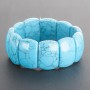 Turquoise (Pressed) Bracelet on Elastic, Glossy Convex Rectangle Link, 1.8x2.5cm
