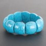 Turquoise (Pressed) Bracelet on Elastic, Glossy Convex Rectangle Link, 1.8x2.1cm