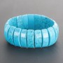 Turquoise (Pressed) Bracelet on Elastic, Glossy Convex Rectangle Link, 0.8x2.3cm