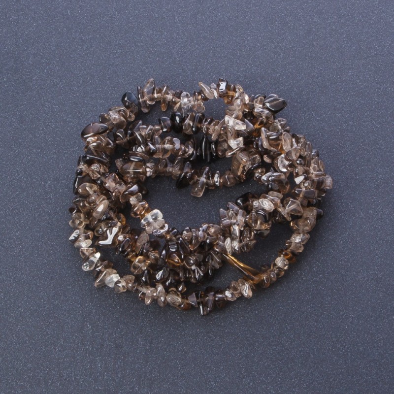 Natural Stone Beads on Strand, Smoky Quartz “Stone Chips”, 85cm Length, 6mm Diameter (+/-)