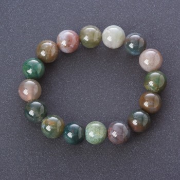 Multicolor Jasper Bracelet on Elastic Band, Smooth Bead, Diameter 12mm