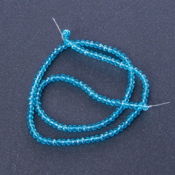 Czech Crystal Beads, Clear Blue-Turquoise, Length 37cm, Diameter 3.5mm