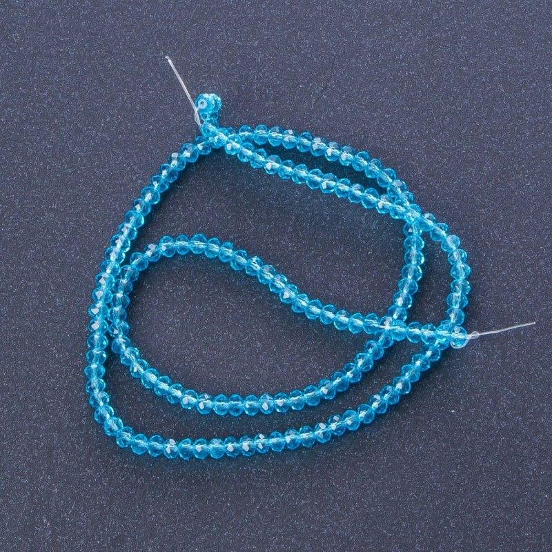 Czech Crystal Beads, Clear Blue-Turquoise, Length 37cm, Diameter 3.5mm