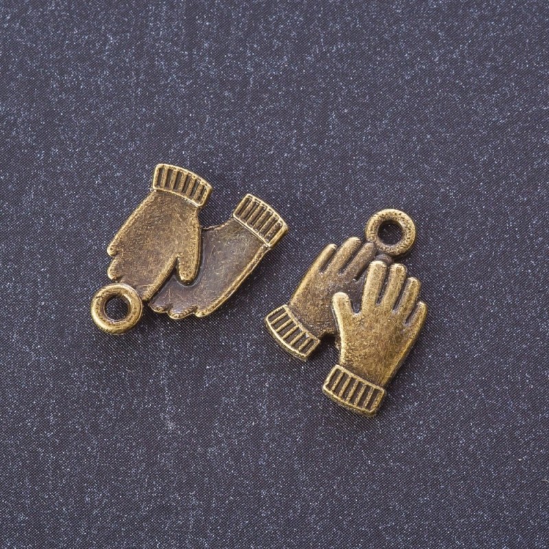 Findings Pendant "Hands" bronze metal color 18x13mm pack 20g +/-17pcs