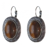 Clearance. Tiger Eye Earrings, "Greek" Setting, Oval Stone 2.3x2.8cm, Length 4cm