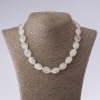 Necklace Natural Stone White Quartz Oval, length 45cm, diameter 13x18mm