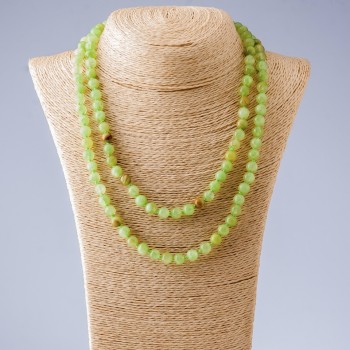 Long necklace of natural onyx smooth bead, length 110 cm, bead diameter 8 mm
