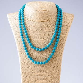 Long Necklace Turquoise (Pressed) Blue Bead, Length 116cm, Diameter 8mm (+-)