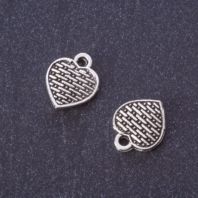 Findings Flat Heart Pendant silver metal color d 13x11mm pack 20g +/-23pcs