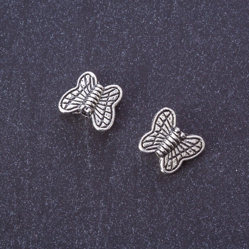 Butterfly Bead Insert Finding, Silver Metal Color, d 10x9mm, 20g Pack +/-40pcs