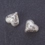 Jewelry Finding Spacer Bead Heart, Silver Metal Color, 12x13mm, Pack 20g +/-9pcs