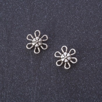 Findings Flower Connector Pendant silver metal color 9mm pack 20g +/-70pcs