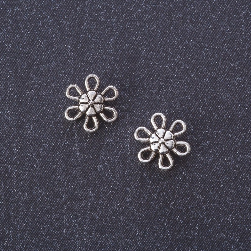 Findings Flower Connector Pendant silver metal color 9mm pack 20g +/-70pcs