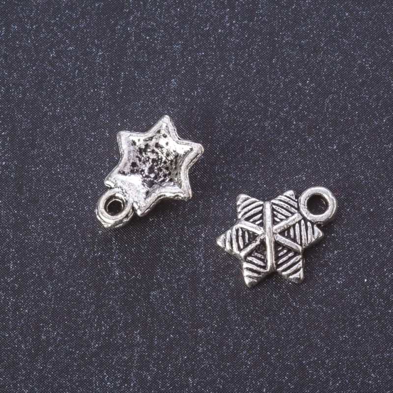 Finding Pendant "Christmas Star" Metal Color "Silver" 13x11mm Pack 20g +/-35pcs