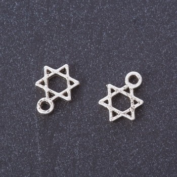 Findings Small Star of David Pendant silver metal color 13x9mm pack 20g +/-45pcs