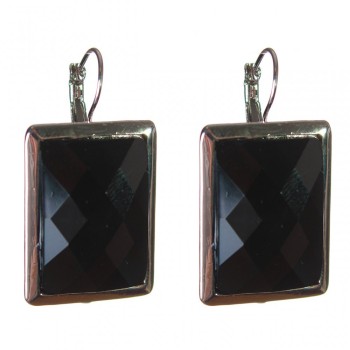 Clearance Earrings Agate Faceted Rectangular Setting Stone 3*2, 3 cm, length 3.9 cm