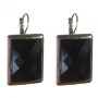 Clearance Earrings Agate Faceted Rectangular Setting Stone 3*2, 3 cm, length 3.9 cm