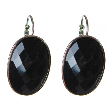 Clearance Earrings Agate Faceted Smooth Setting Oval Stone B 2, 3*3, 2 cm, length 4 cm
