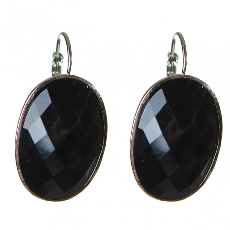 Clearance Earrings Agate Faceted Smooth Setting Oval Stone B 2, 3*3, 2 cm, length 4 cm