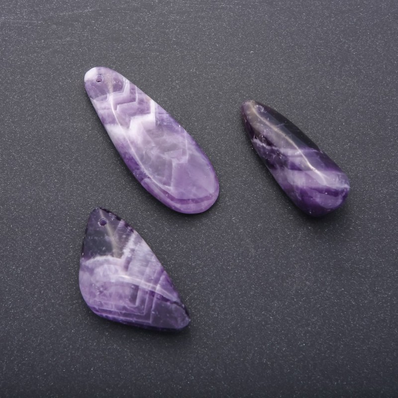 Natural Amethyst Stone Pendant, Length 5cm (+/-), Assorted