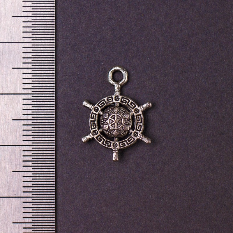 Greek Ship's Wheel Pendant Finding, 19x14mm, Pack 20g +25pcs