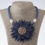 "Chrysanthemum" Cord Necklace, Fashion Textile, Blue, 48-55cm length