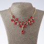 "Monaco" Chain Necklace with Red Crystal Drops, 40-52cm length, "gold" metal color