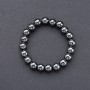 Natural Stone Bracelet Hematite on Elastic Band, Smooth Bead, Diameter 10mm