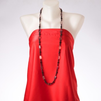 Clearance Long Necklace "Orion Constellation" Natural Fluorite Stone, "Czech Crystal", Length 120 cm