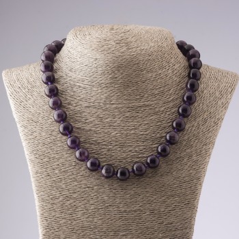 Natural Amethyst Stone Necklace, 12mm diameter, 47cm length