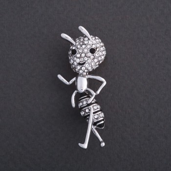 Sale! "Brave Ant" Brooch, 4x2 cm, "Silver" Color Metal