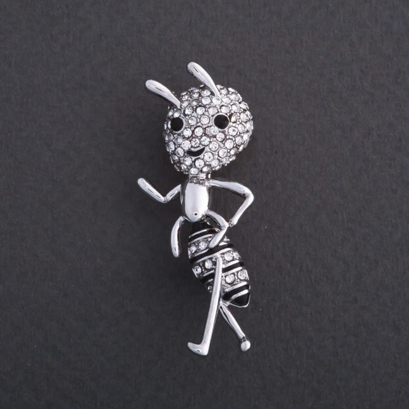 Sale! "Brave Ant" Brooch, 4x2 cm, "Silver" Color Metal