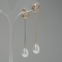 Long High-Tech "Roses" Earrings, Length 7 cm, Gold Metal Color