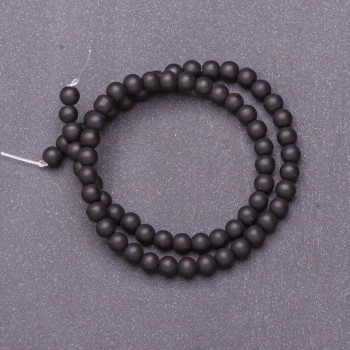 Shungite Beads Smooth Round on Thread (Imitation), Diameter 6mm, Length 37cm