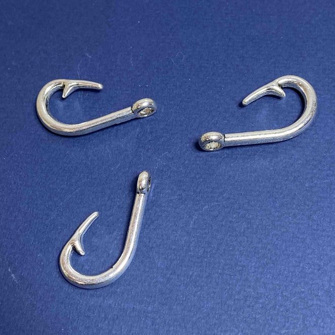 Silver-Tone Hook Finding, 3.7x2cm, Pack of 5pcs