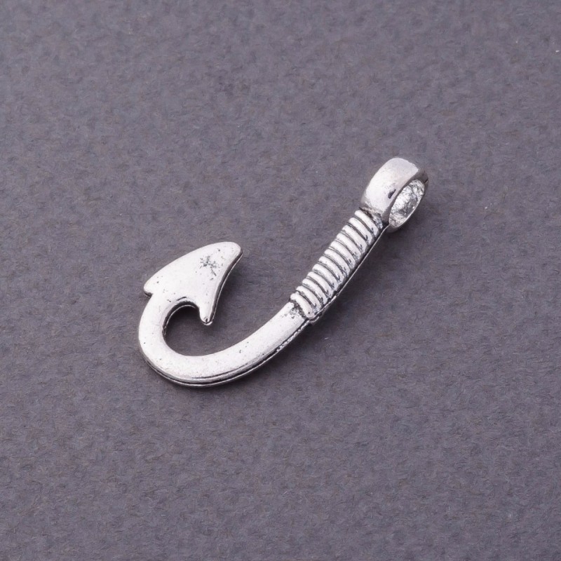 Silver-Tone Hook Finding, 3x1.3cm, Pack of 12pcs