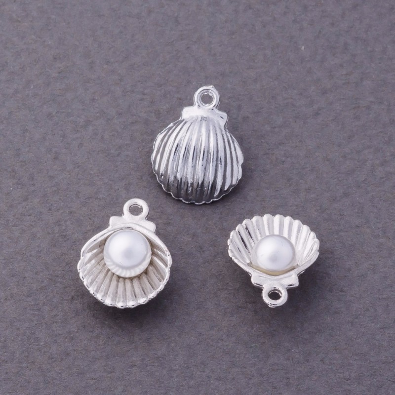 Finding Pendant Pearl in Shell, diameter 12mm pack 7pcs