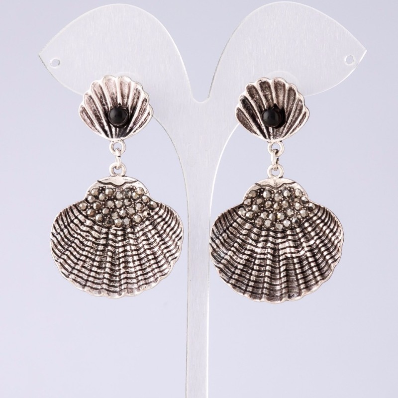 Evening "Silver Shell" Earrings, length 5.5 cm