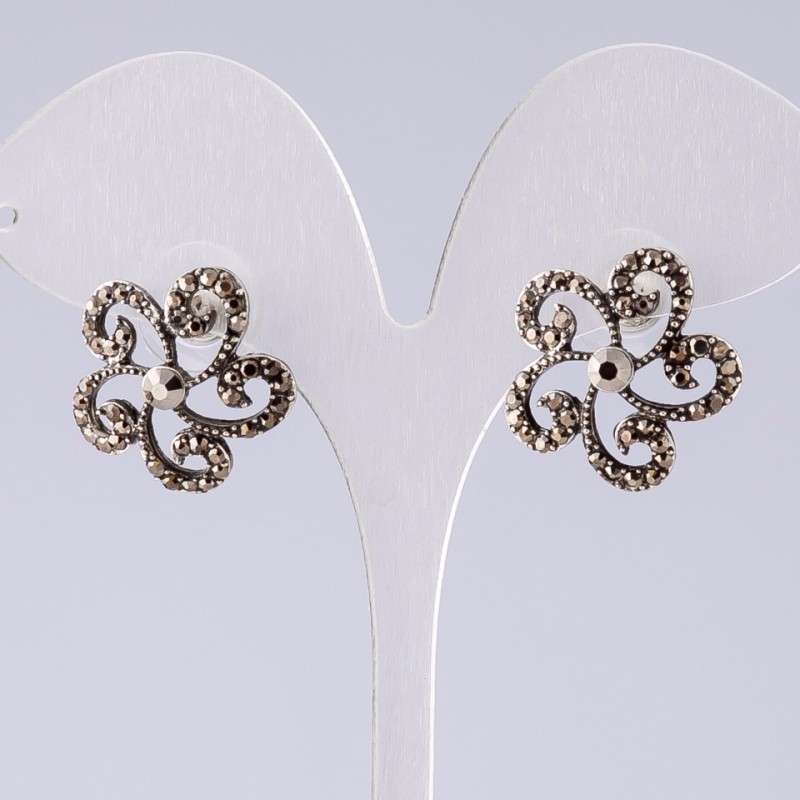 Earrings in “Drop Silver” Style, Diameter 2cm