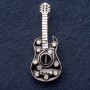 "Banderas Guitar" Brooch, 5x2cm, black enamel, gray metal
