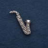 "Saxophone" Brooch, 5x2cm, gray metal