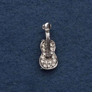 Violin Brooch, 2.5x1cm, gray metal