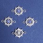 Findings Rhinestone Ship's Wheel Eye Connector Charm, 1.5x2 cm, Silver-Tone, Pack of 4