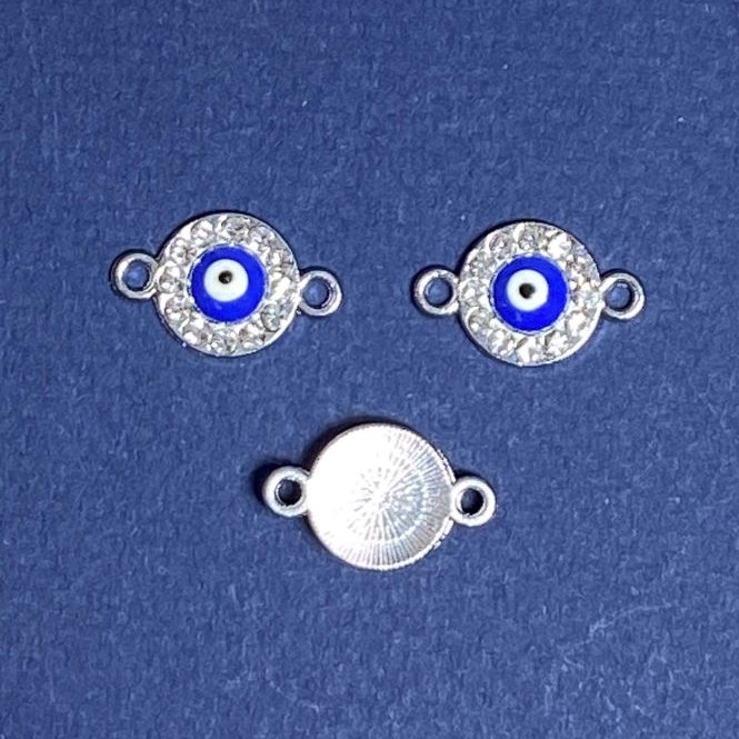 Findings Rhinestone Eyelet Connector Charm, 1.1x1.8 cm, Silver-Tone, Pack of 3