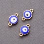 Findings pendant connector Eye, blue enamel, 10mm, gold-tone, pack of 4 pcs