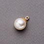 Findings Pendant Pearl Bead, Plastic, 12mm, Golden, Pack of 8