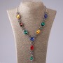 Evening Necklace with Multicolor Crystals, 45-55cm length