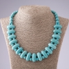 Cleopatra Necklace Turquoise Veined Green Link 10*25mm and Bead 10mm L50cm