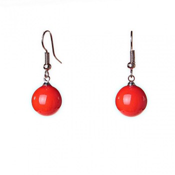 (33/13mm) Loop-Clasp Earrings, Orange Majorica Pearl